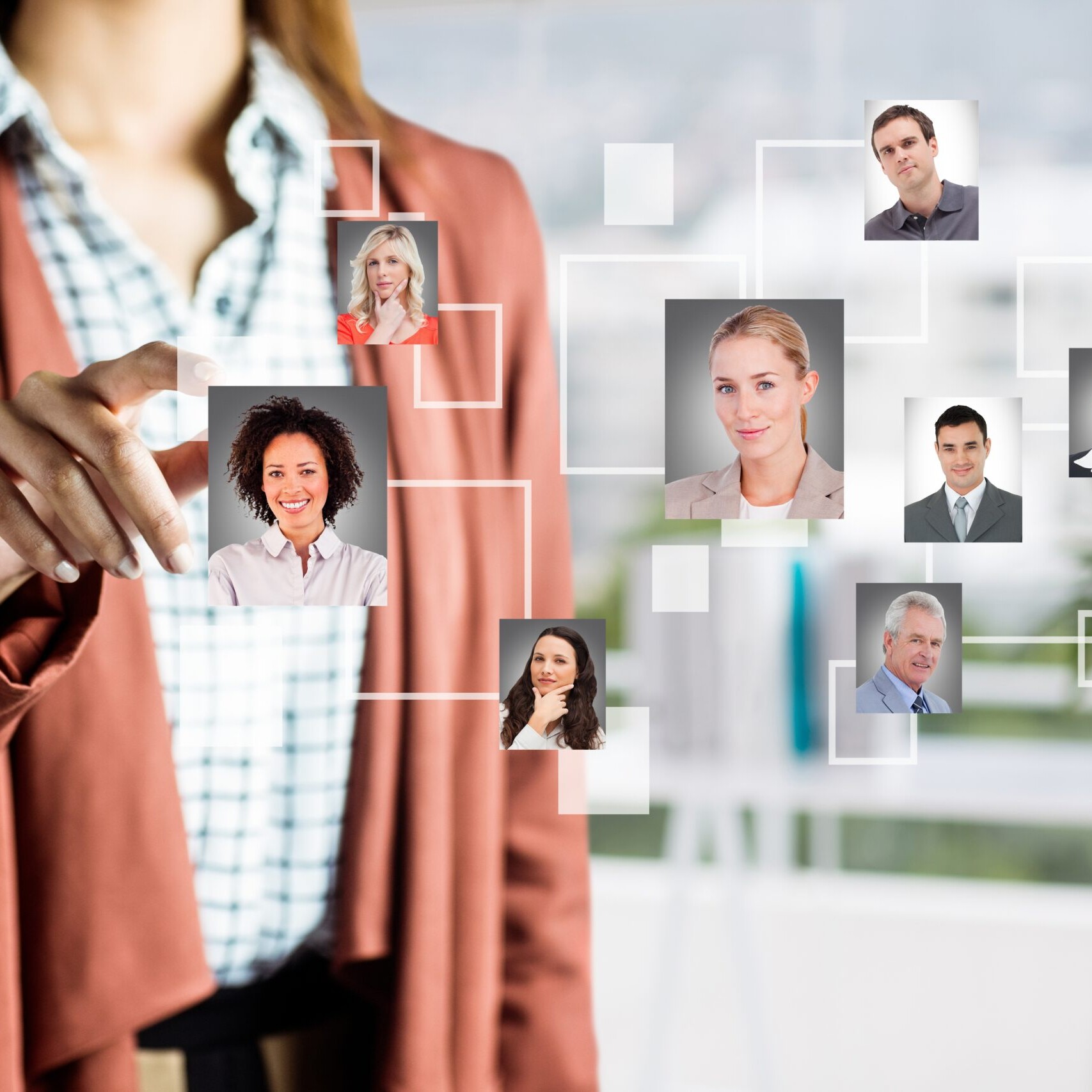 HR manager interacting with a digital system for employee record management.