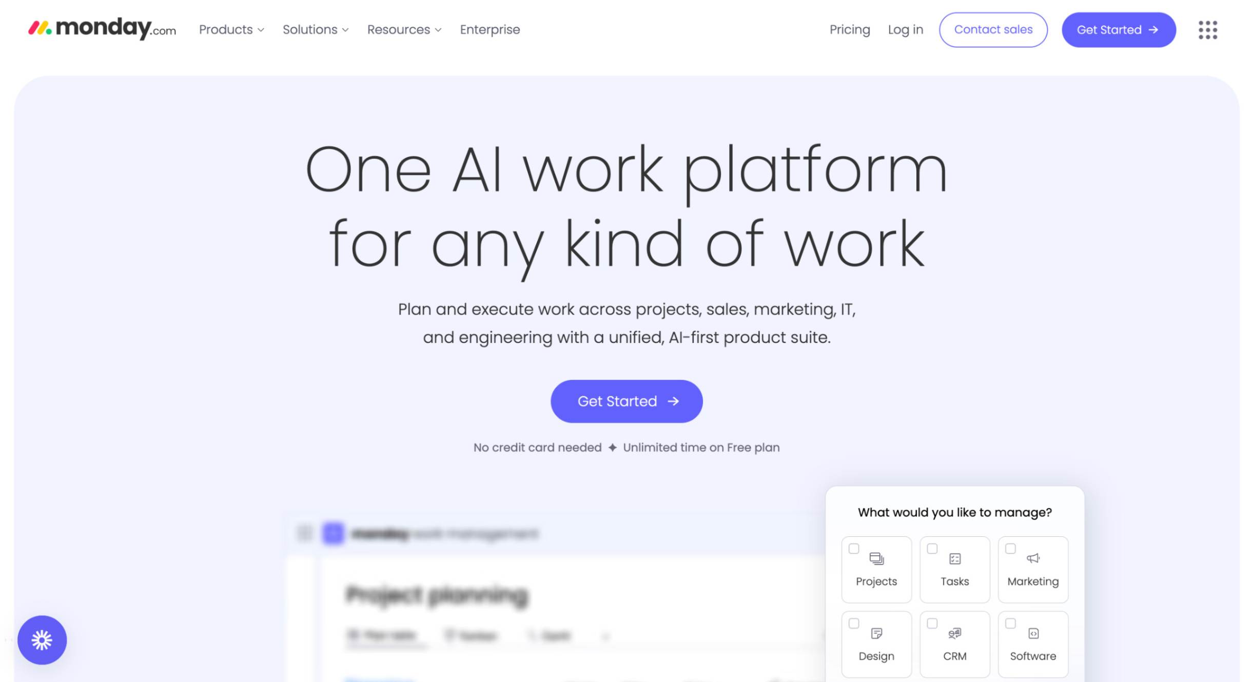 Employee record management software Monday.com homepage screenshot