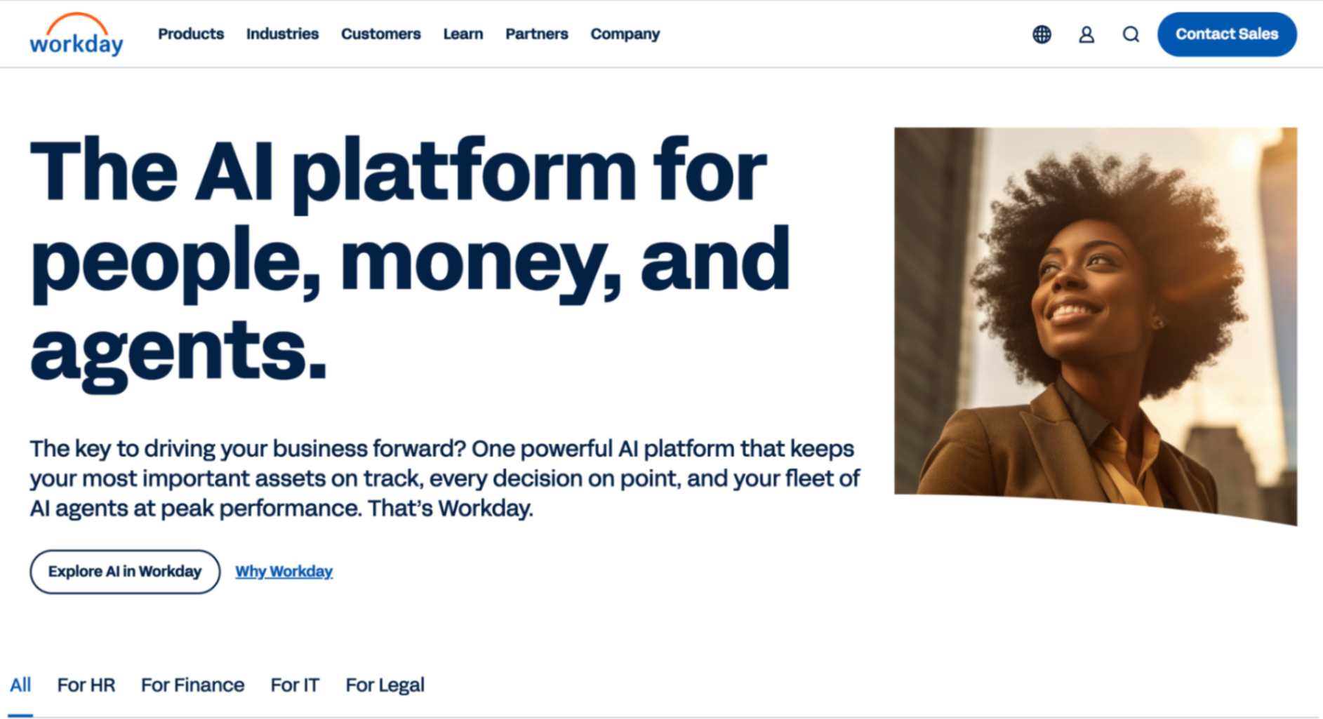 Employee record management software Workday homepage screenshot